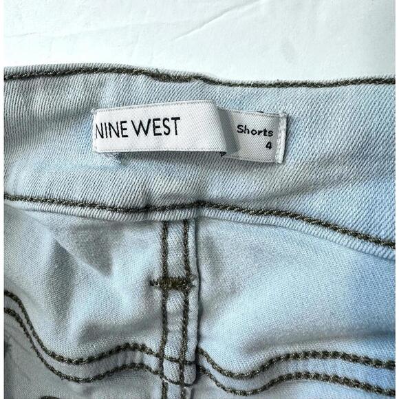 NINE WEST Light Blue High Rise Denim Shorts with Buttons Front Women's Shorts 4 - Picture 11 of 14